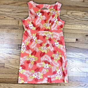 Erica Women’s Size 16 Coral Peach Lime Green Yellow Tropical Floral Dress